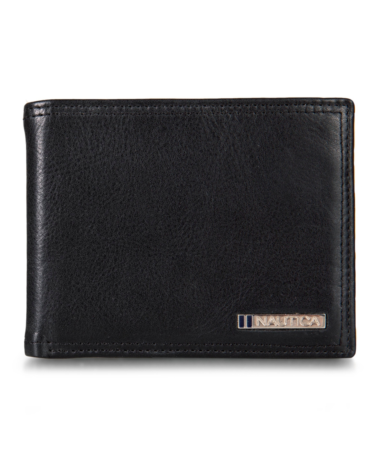 Shop Nautica Men's Enameled Logo Leather Bifold Wallet In Black