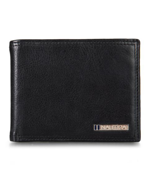 Nautica Men's Enameled Logo Leather Bifold Wallet
