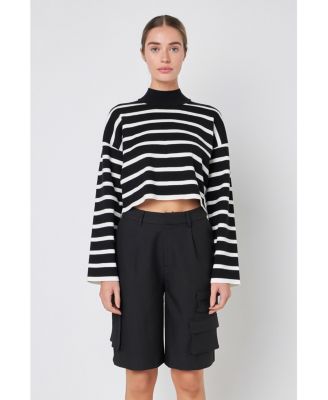 Women's Striped Cropped Sweater
