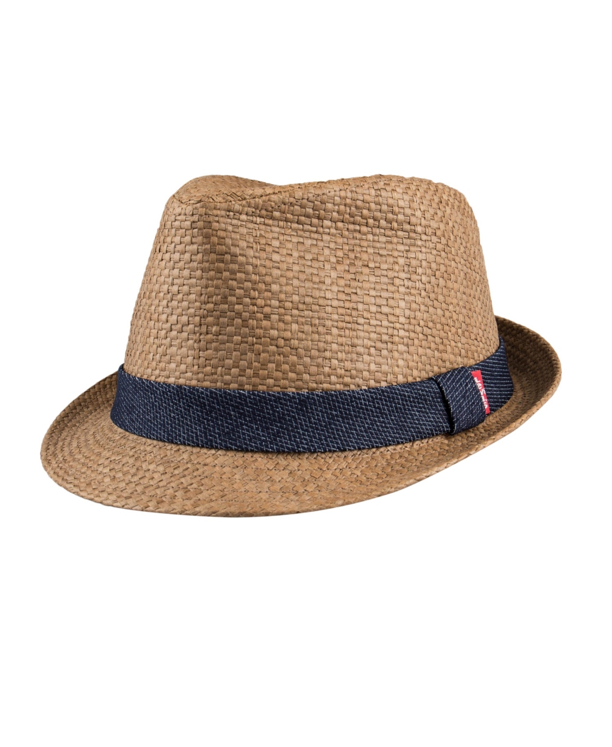 Men's Denim Band Straw Fedora Hat - Navy Blue