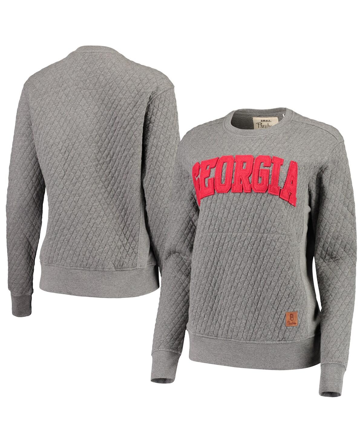 PRESSBOX WOMEN'S PRESSBOX HEATHER CHARCOAL GEORGIA BULLDOGS MOOSE QUILTED PULLOVER SWEATSHIRT 