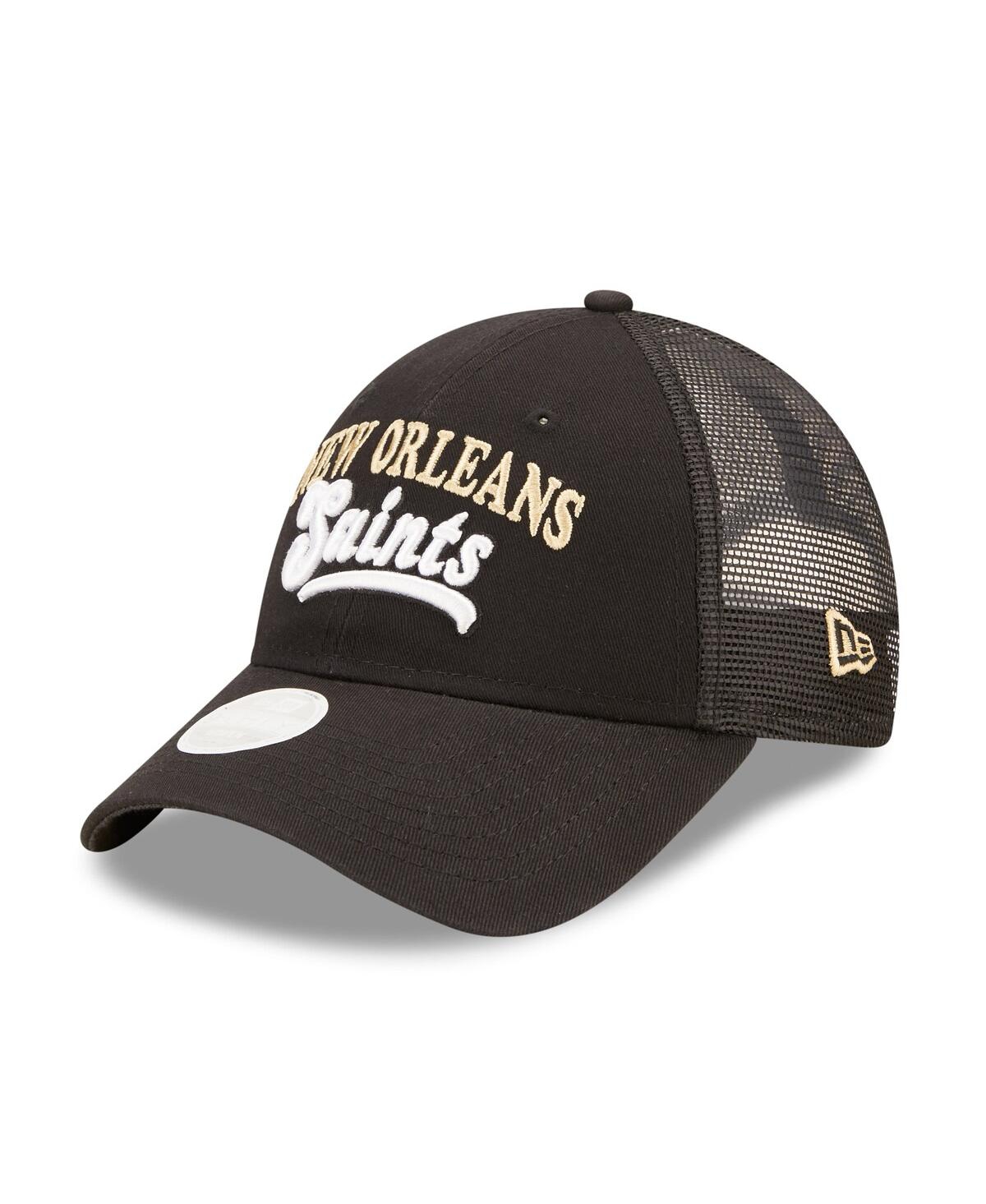 Shop New Era Women's  Black New Orleans Saints Team Trucker 9forty Snapback Hat