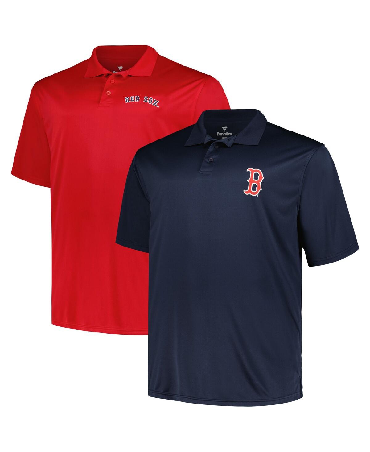 PROFILE MEN'S PROFILE NAVY, RED BOSTON RED SOX BIG AND TALL TWO-PACK SOLID POLO SHIRT SET