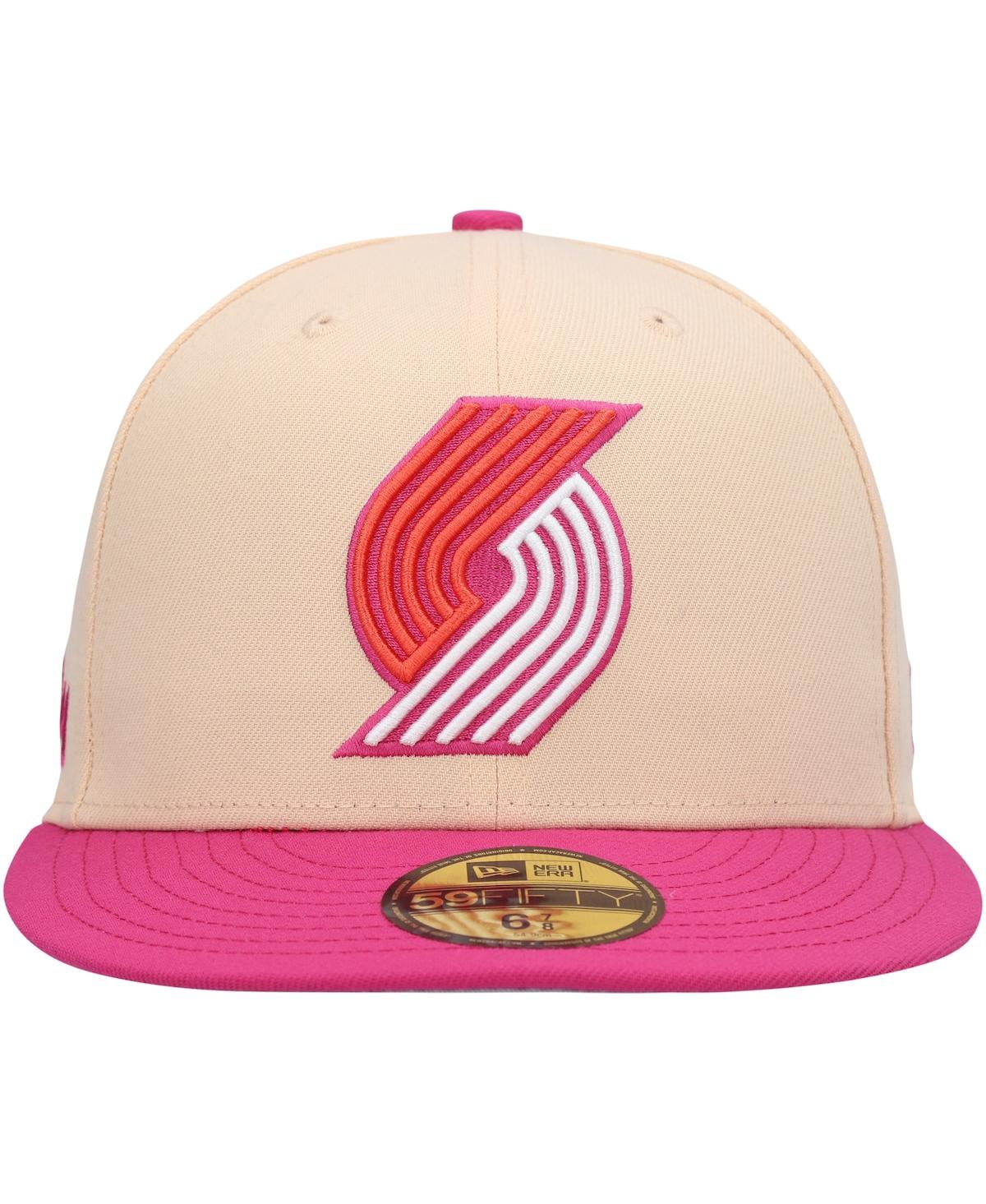 Men's New Era Pink Portland Trail Blazers Passion Mango 59FIFTY Fitted Hat - Pink