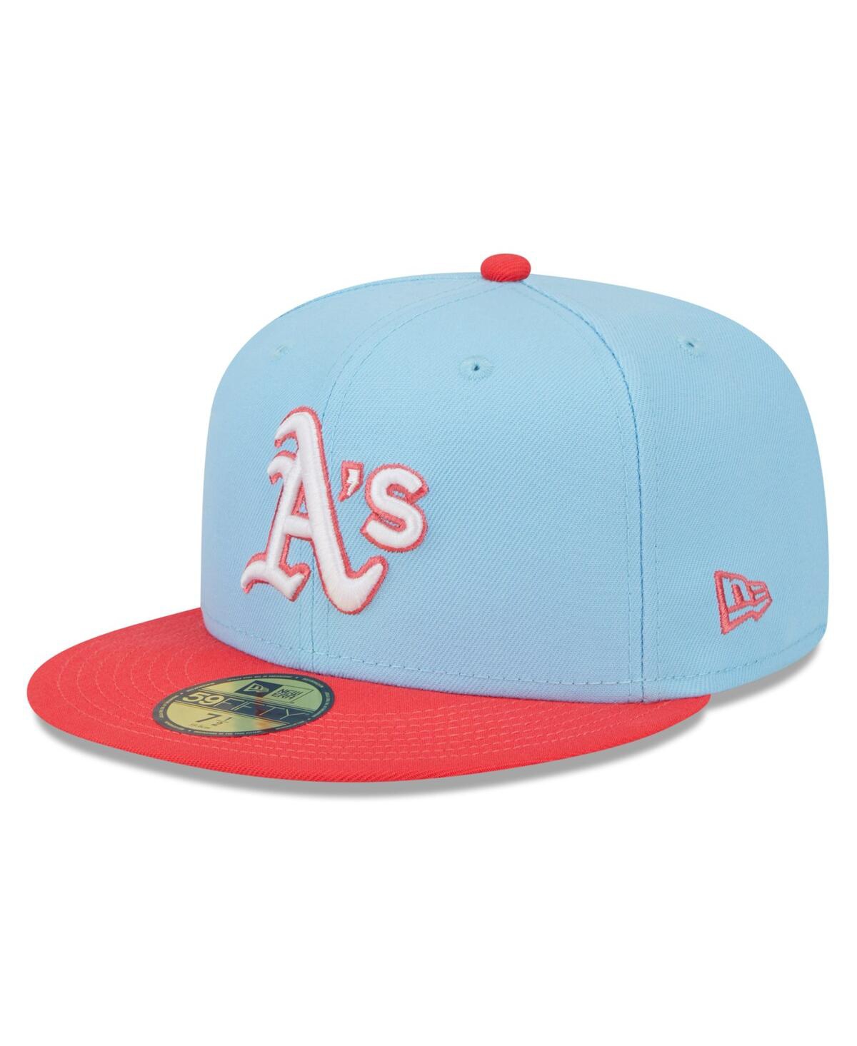 New Era Men's  Light Blue, Red Oakland Athletics Spring Color Two-tone 59fifty Fitted Hat In Light Blue,red