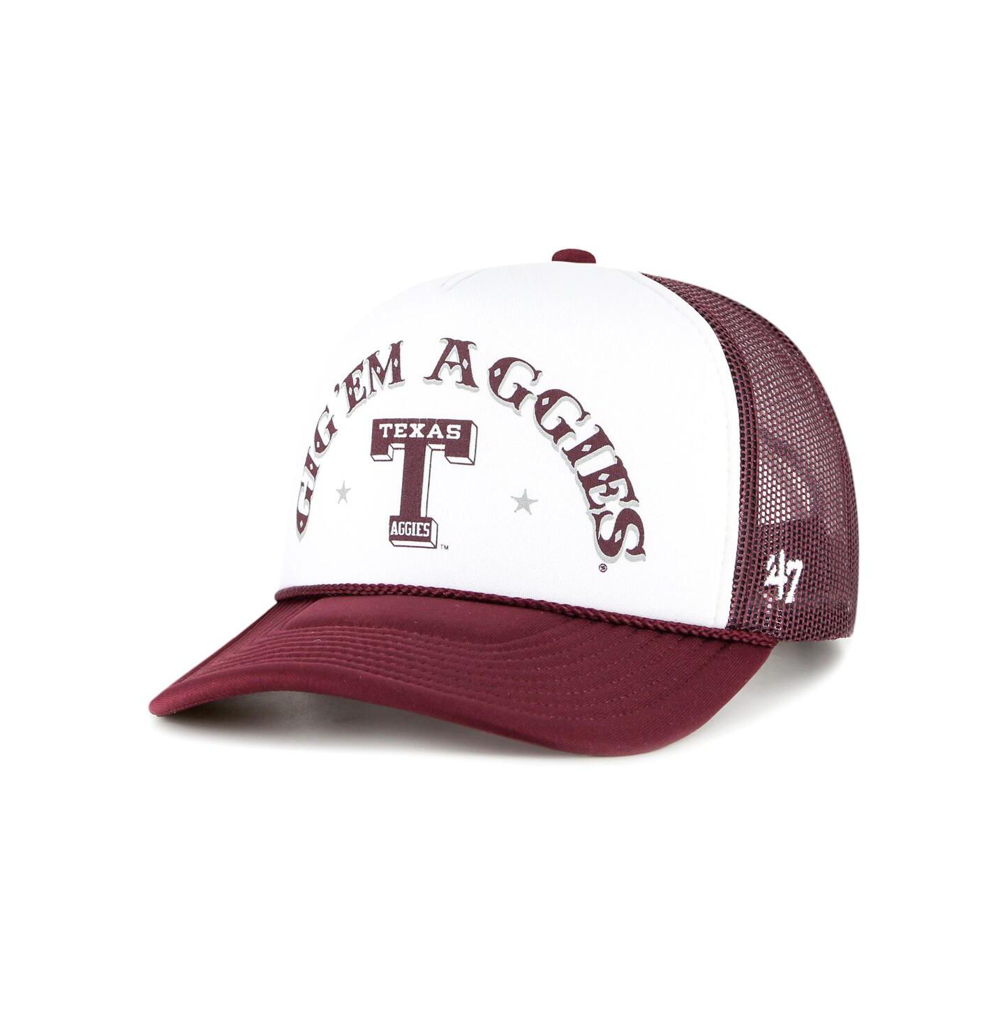 Мужская кепка '47 Brand White, Maroon Texas A&M Aggies Article Foam Front Trucker Hat — фото 1