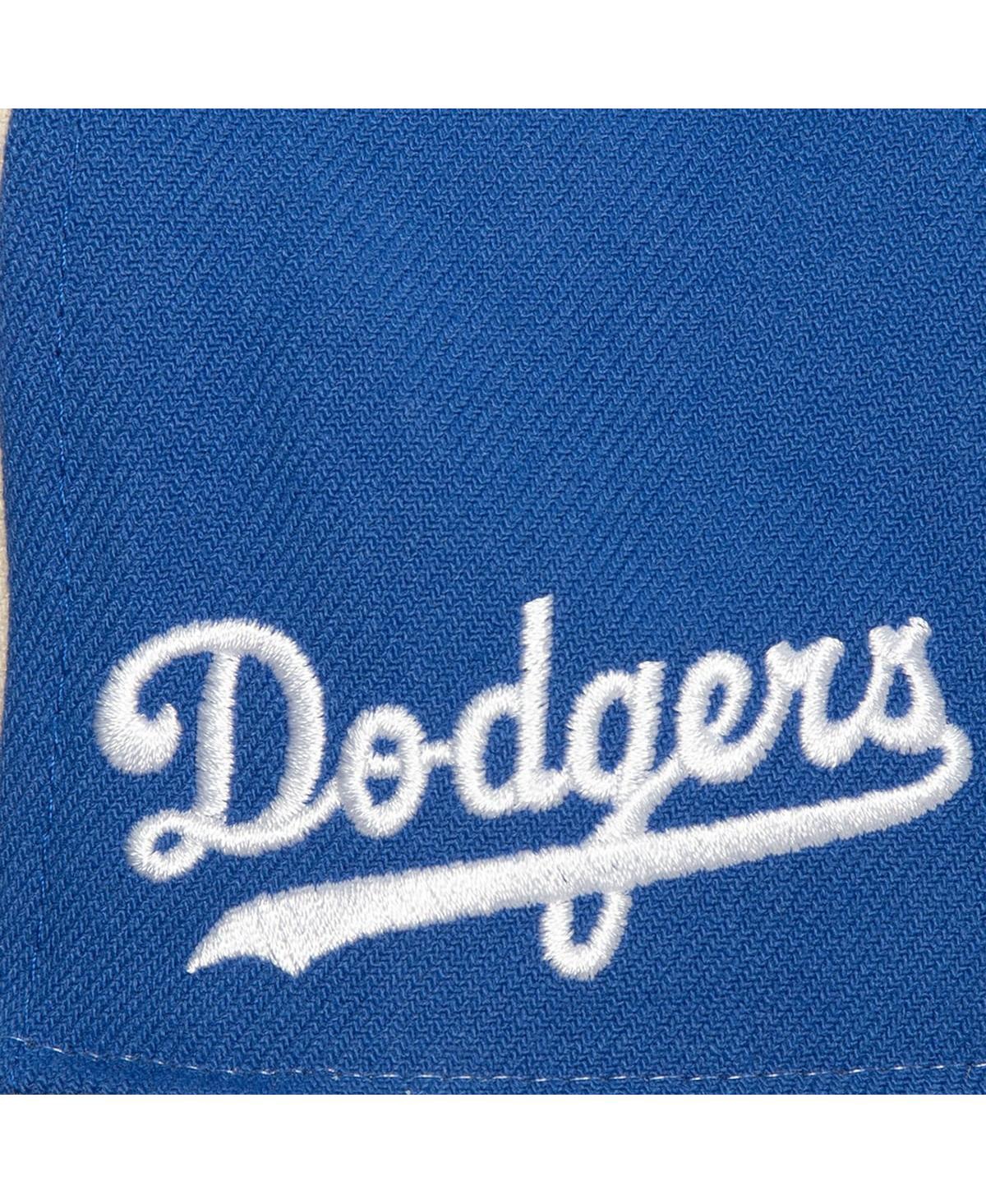 Shop Mitchell & Ness Men's  Cream, Gray Los Angeles Dodgers 100th Anniversary Homefield Fitted Hat In Cream,gray