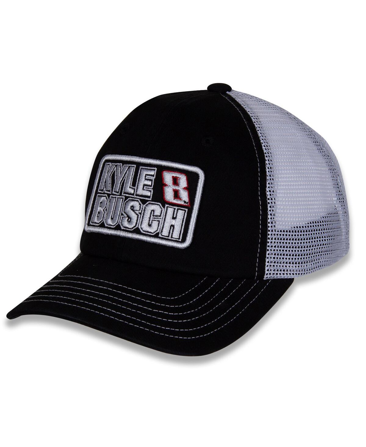 Women's Checkered Flag Sports Black, White Kyle Busch Name and Number Patch Adjustable Hat - Black, White