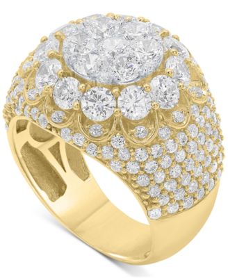Macy's - Men's Diamond Halo Cluster Ring (5 ct. t.w.) in 10k Gold