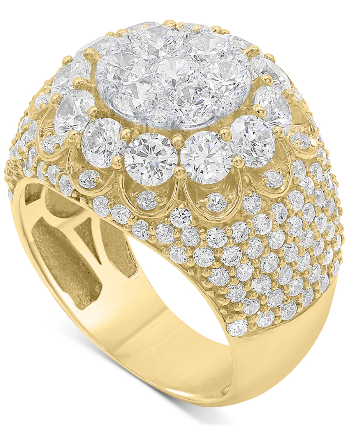 Macy's Men's Diamond Halo Cluster Ring (5 Ct. T.w.) In 10k Gold In Yellow Gold