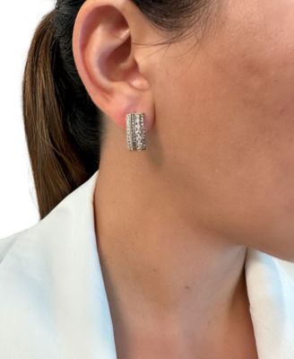 Chocolate Diamond & Nude Diamond Multirow Small Hoop Earrings (1-1/4 ct. t.w.) in 14k Gold, 0.7" (Also Available in Rose Gold)