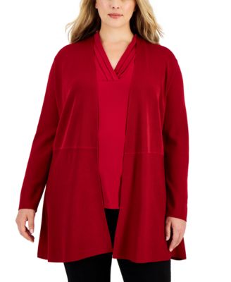 Anne Klein - Plus Size Monterey Open-Front Cardigan