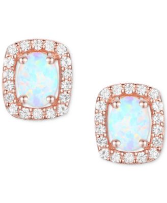 Lab-Grown Sapphire (3/8 ct. t.w.) & Lab-Grown White Sapphire (1/8 ct. t.w.) Oval Halo Stud Earrings in Sterling Silver (Also in Additional Gemstones)