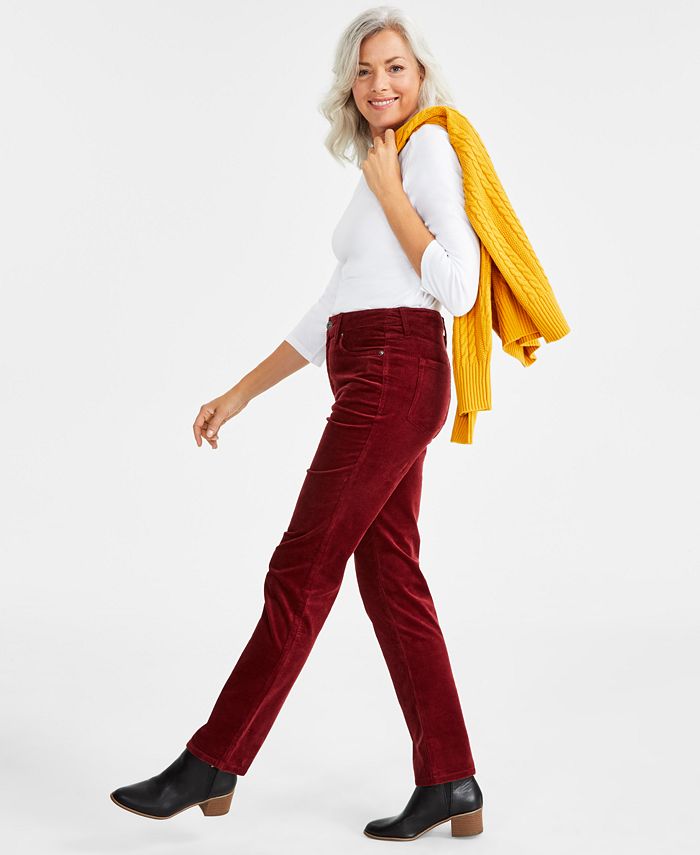Style & Co Women's High-Rise Straight-Leg Corduroy Pants, Created for ...