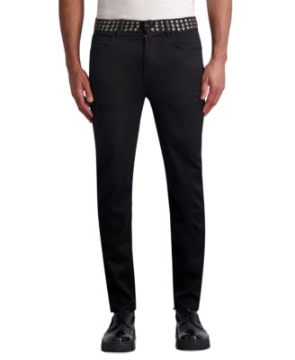 KARL LAGERFELD PARIS - Men's Slim Fit Studded Black Jeans