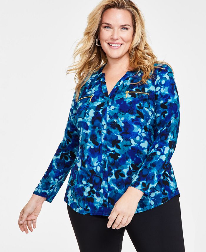 I.N.C. International Concepts Plus Size Garden Print Zippered