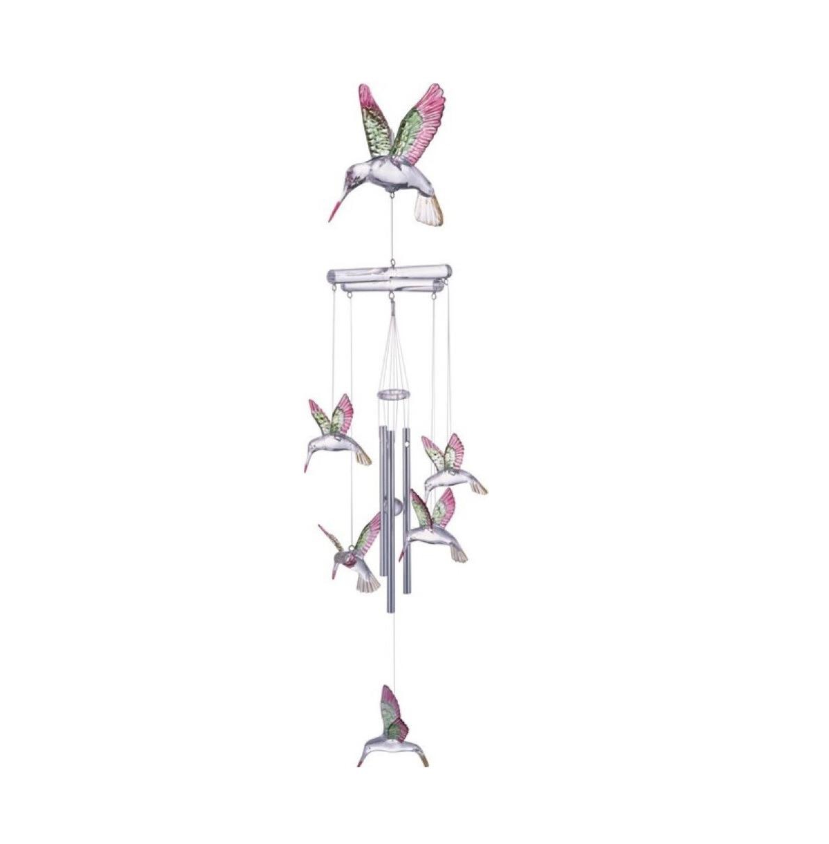 19" Long Hummingbird Acrylic Wind Chime Home Decor Perfect Gift for House Warming, Holidays and Birthdays - Blue