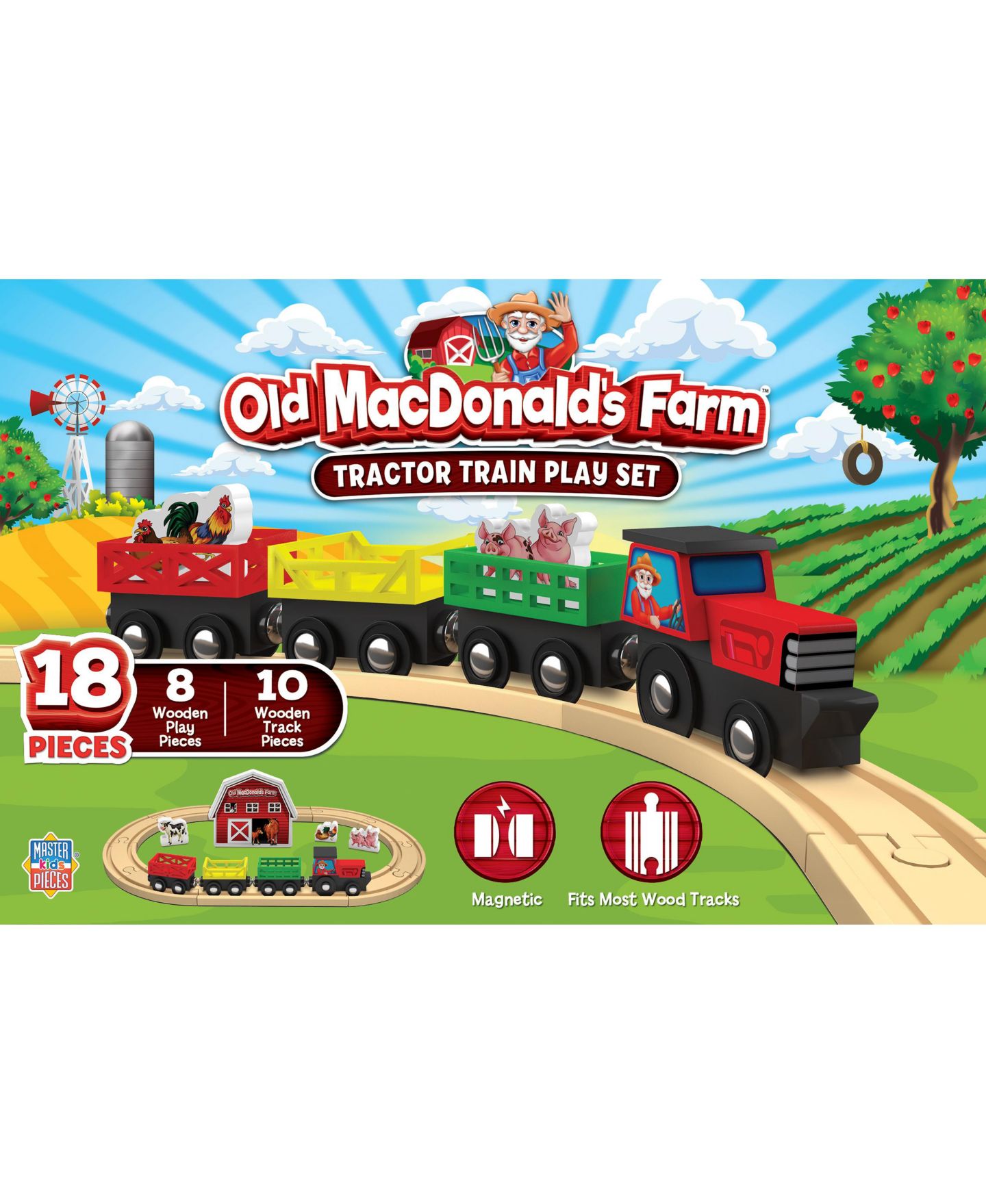 Детский игровой набор Masterpieces Old MacDonald's Farm Tractor Train Play Set for Kids, цвет: Разноцветный — фото 2