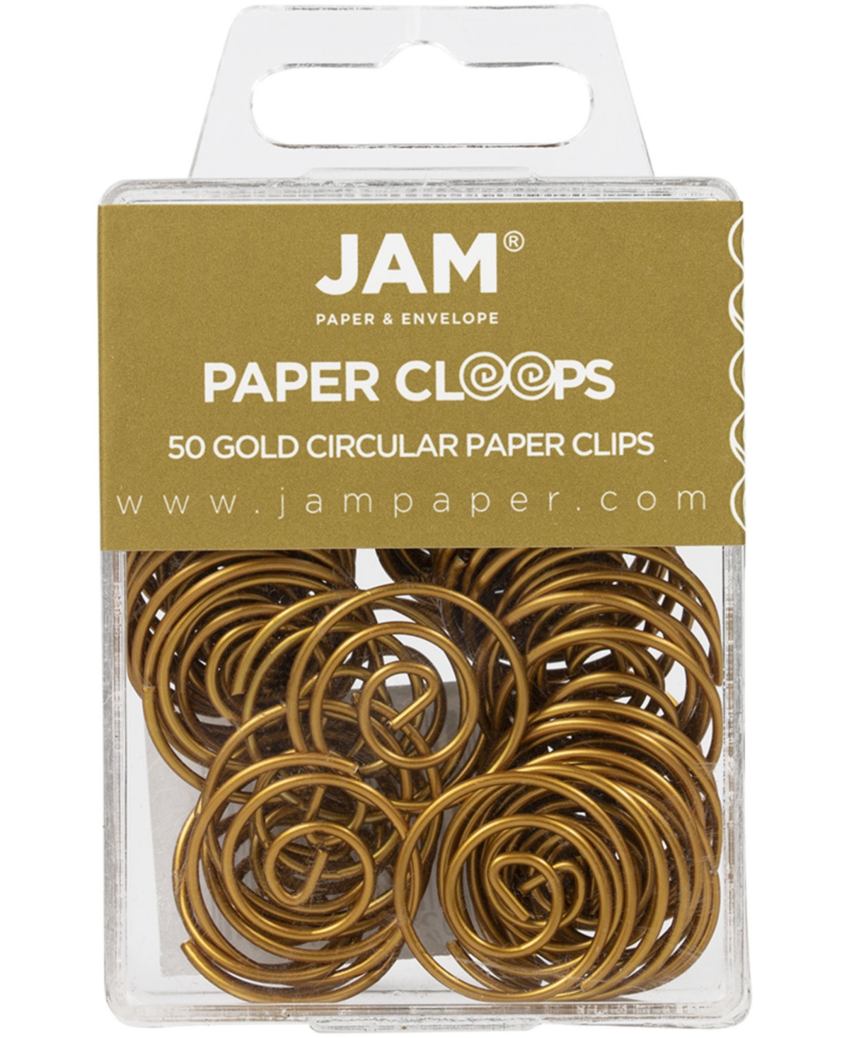 Circular Paper Clips - Round Paperclips - 50 Per Pack - Gold