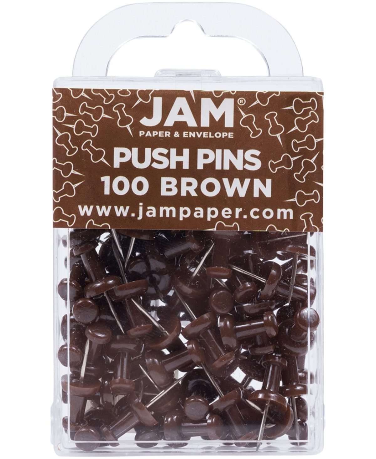 Jam Paper Colorful Push Pins In Chocolate