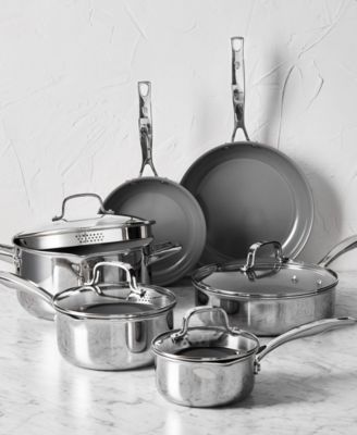 HENCKELS Clad H3 Ceramic Nonstick 10-Piece Stainless Steel Ceramic Nonstick Cookware Set 