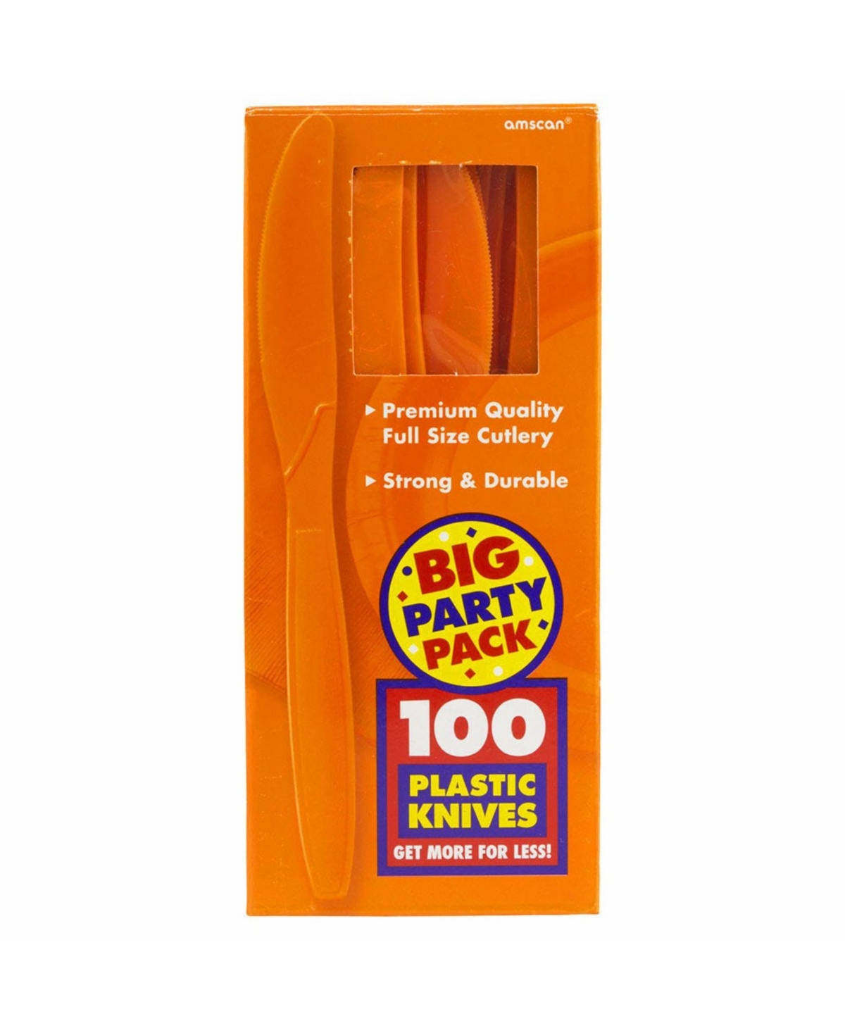Jam Paper Big Party Pack Of Premium Plastic Knives In Orange