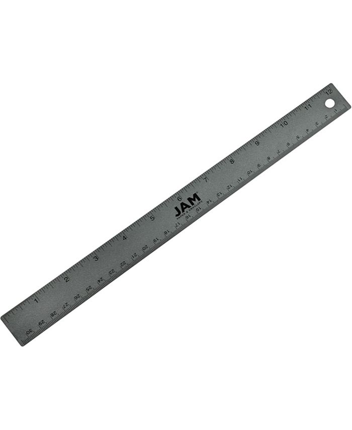 Jam Paper Strong Aluminum Ruler - 12 - Metal Ruler with Non-Skid Cork  Backing