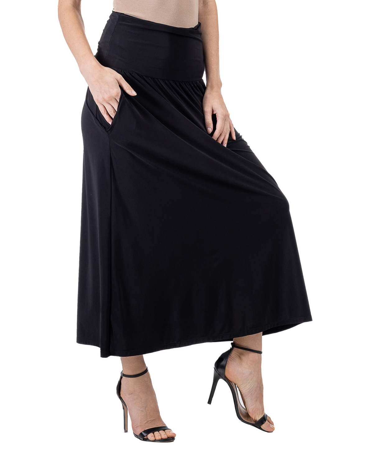 Shop 24seven Comfort Apparel Women's Foldover With Pockets Maxi Skirt In Magenta