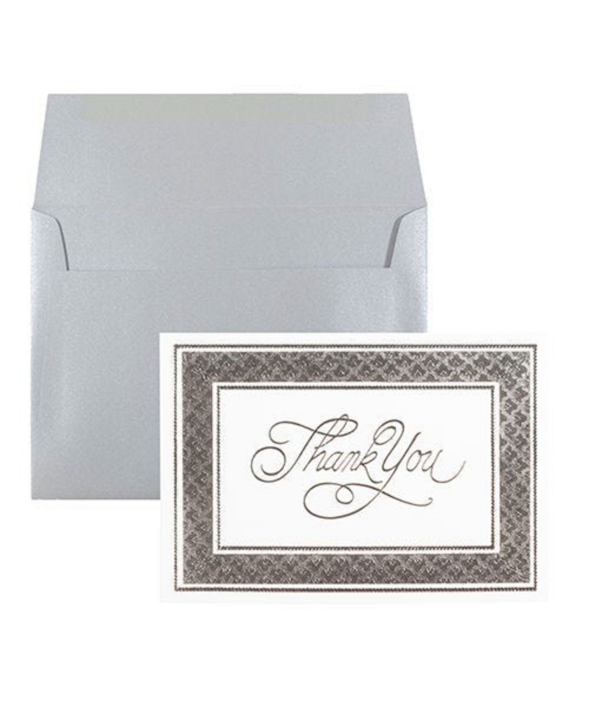 Jam Paper Thank You Card Sets In Silver Border Card With Silver Metallic