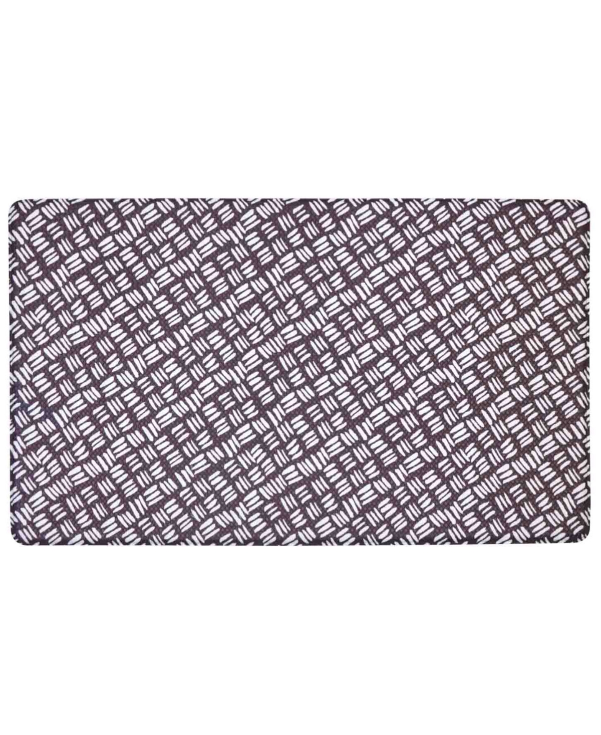 Tommy Bahama Printed Polyvinyl Chloride Fatigue-resistant Mat, 18" X 30" In White Black Basket Weave