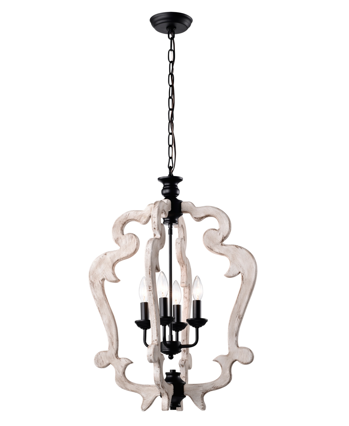 Home Accessories Biga 20" Indoor Finish Chandelier With Light Kit In Matte Black And Weathered White