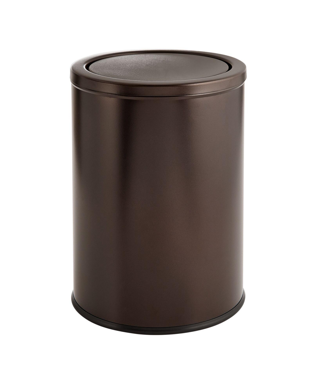 Small Round Metal 4.8 Gal. Covered Bathroom Swing Lid Trash Can - Bronze