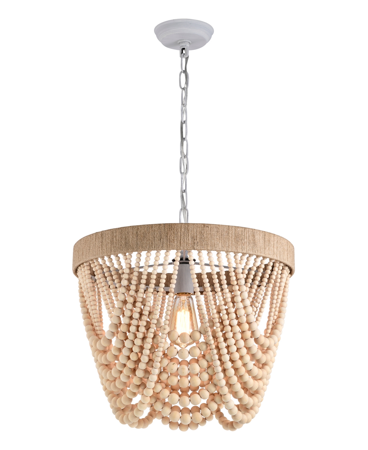 Home Accessories Elli 18" Indoor Finish Pendant With Light Kit In White And Light Brown
