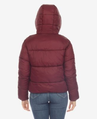 Women's Full Front Zip Hooded Bomber Puffer Jacket