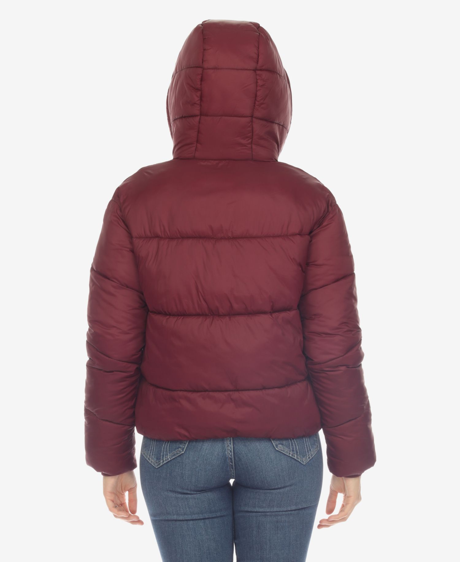 Women's Full Front Zip Hooded Bomber Puffer Jacket