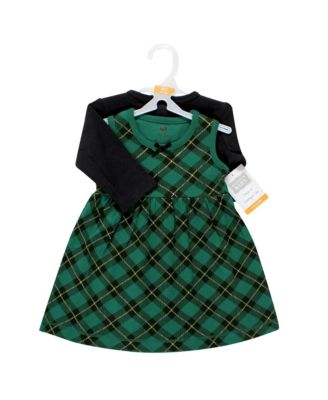 Hudson Baby Toddler Girls Cotton Dress and Cardigan 2pc Set, Forest Green  Plaid - Macy's