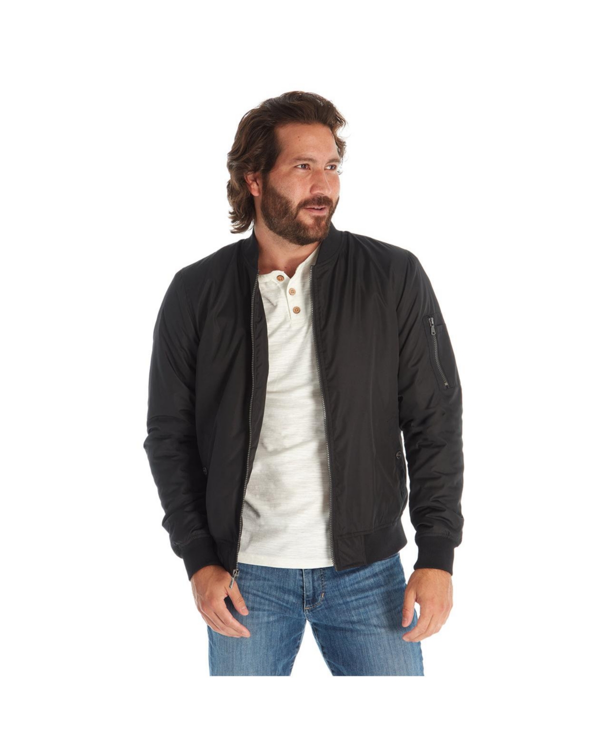 Men's Classic Faux Fur Lined Bomber Jacket - Olive