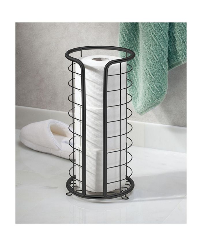 mDesign Metal Toilet Paper Holder Stand, Freestanding 3 Roll Reserve