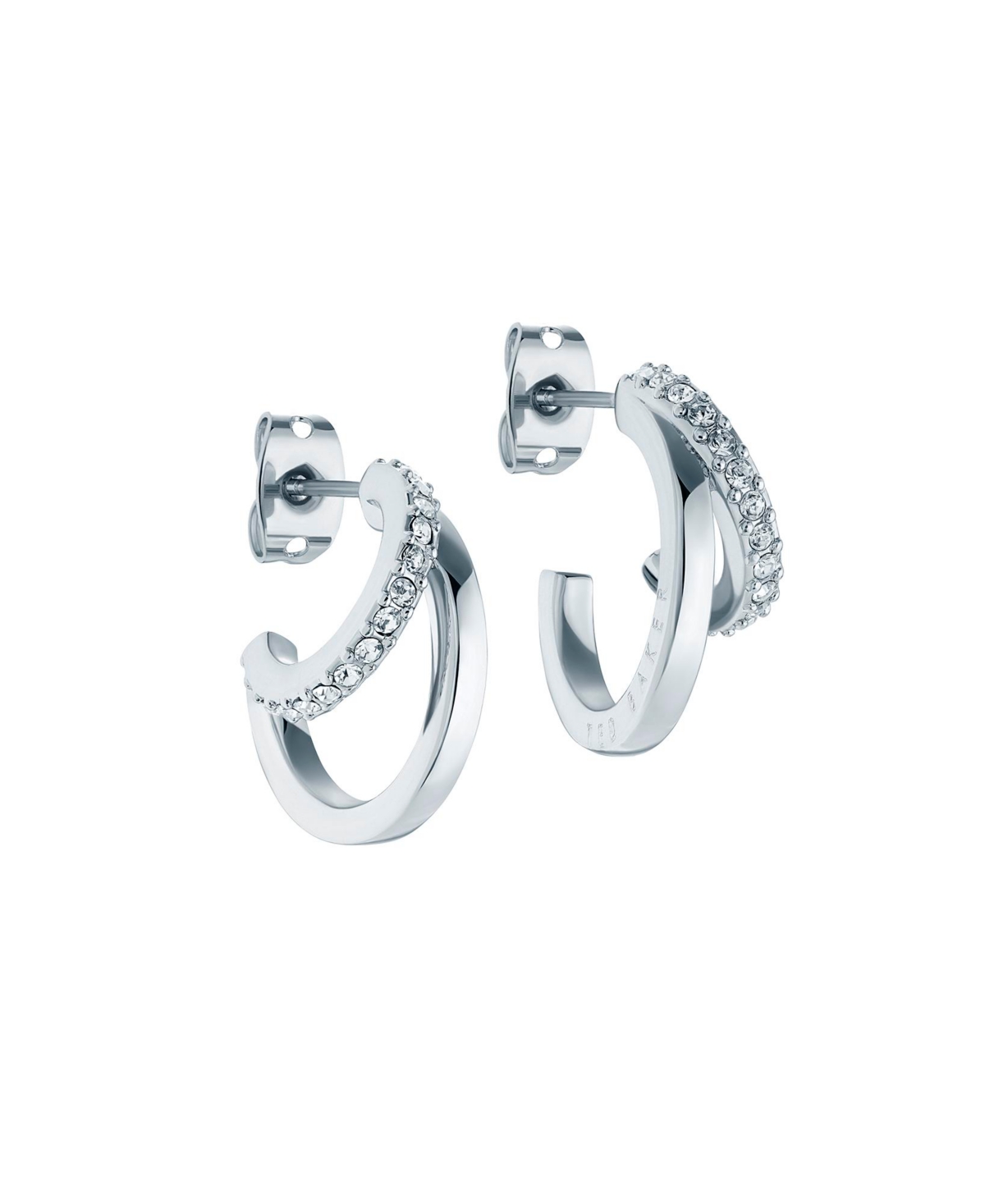 Helias: Double Crystal Hoop Earrings For Women - Gold