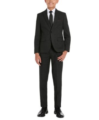 Brooks Brothers Kids' Big Boys Classic Plaid Suit Separates In Charcoal
