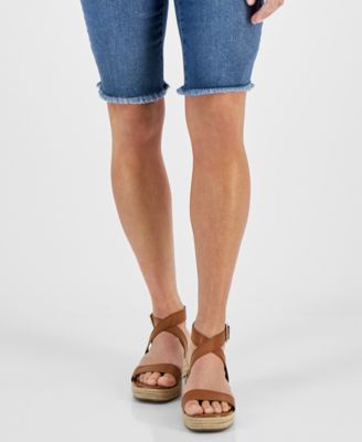 Petite Raw-Edge Denim Bermuda Shorts, Created for Macy's