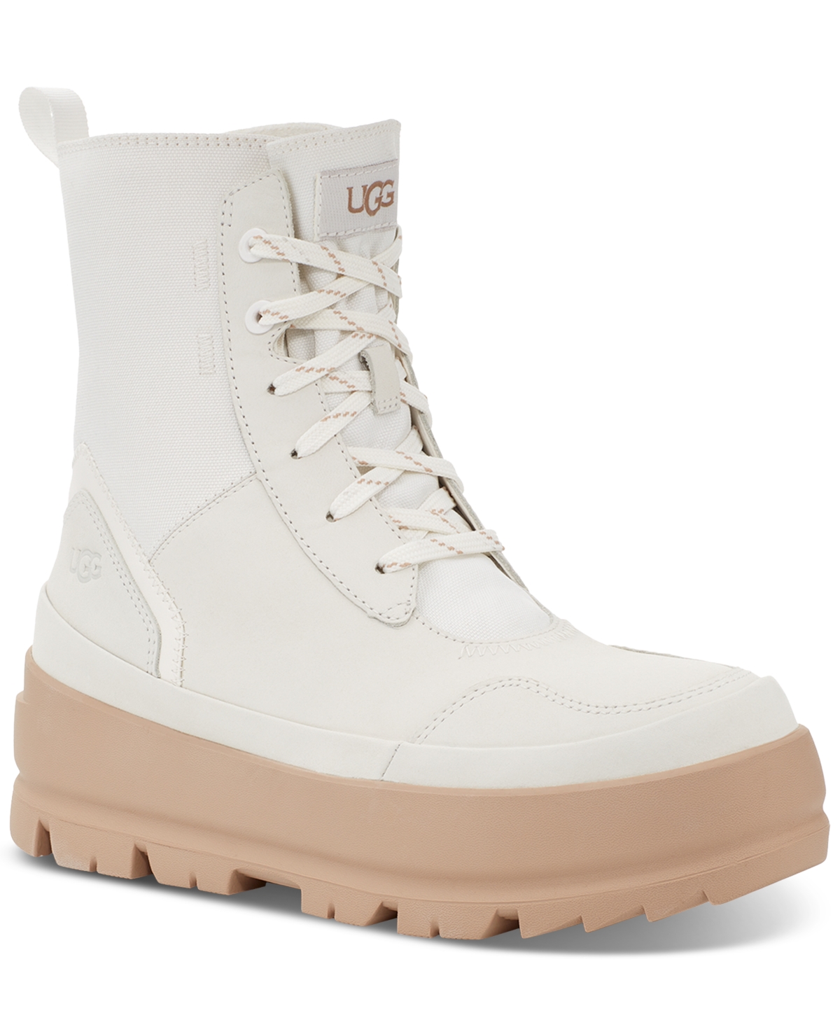 Ugg The  Lug Platform Lace-up Combat Boot In Bright White