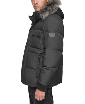 Men's Nisko Short Channel Quilted Puffer Jacket with Faux Fur Hood