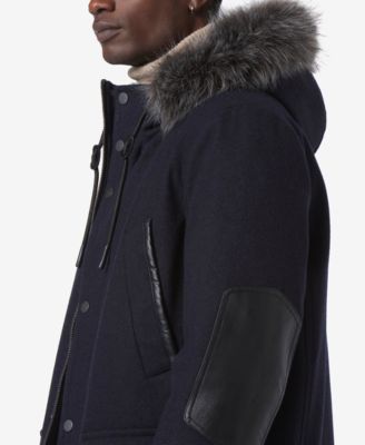 Men's Dawson Hooded Parka with Faux-Leather & Faux-Fur Trim