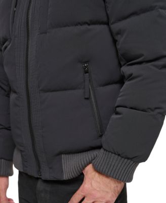 Men's Sideling Stretch Crinkle Down Color Block Bomber Jacket