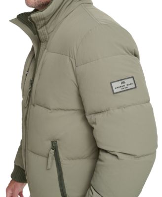 Men's Sideling Stretch Crinkle Down Color Block Bomber Jacket