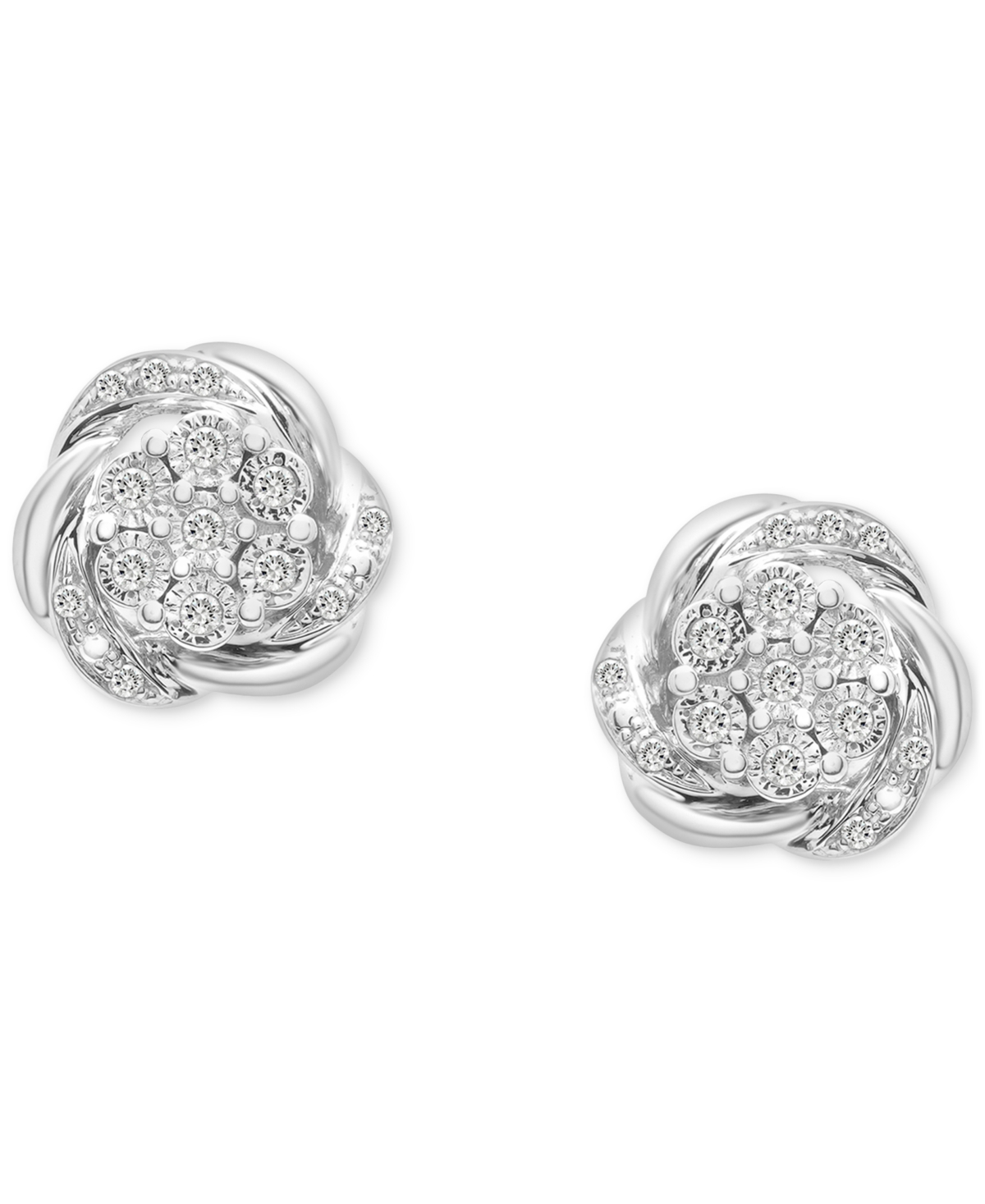 Diamond Flower Stud Earrings (1/4 ct. t.w.)  Created for Macy's - Sterling Silver