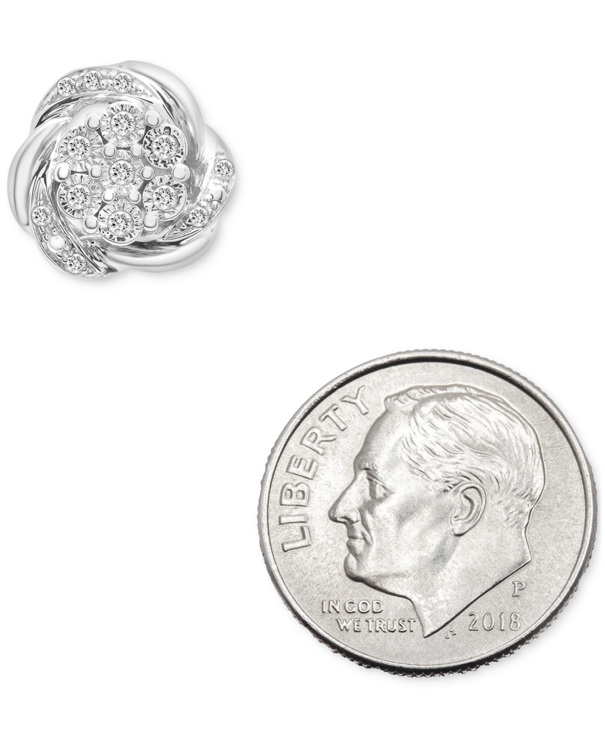 Diamond Flower Stud Earrings (1/4 ct. t.w.)  Created for Macy's - Sterling Silver
