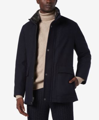 Men's Brooks Melton Wool Car Coat with Faux Fur Collar