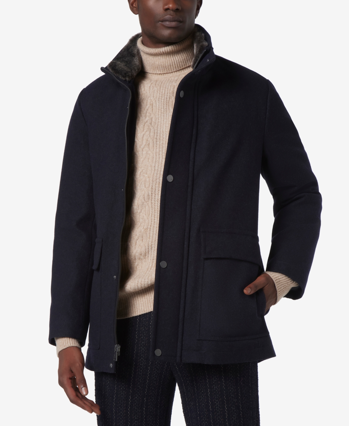 Melton car coat with removable bib shop
